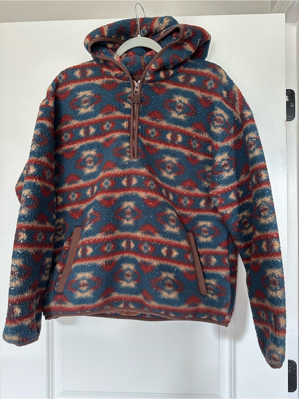 Cinch Women's Aztec Sherpa Jacket in Teal, Rust & Cream
